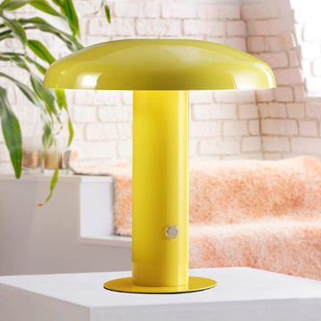 Suillius 11" Contemporary Bohemian Rechargeable/Cordless Iron Integrated LED Mushroom Table Lamp